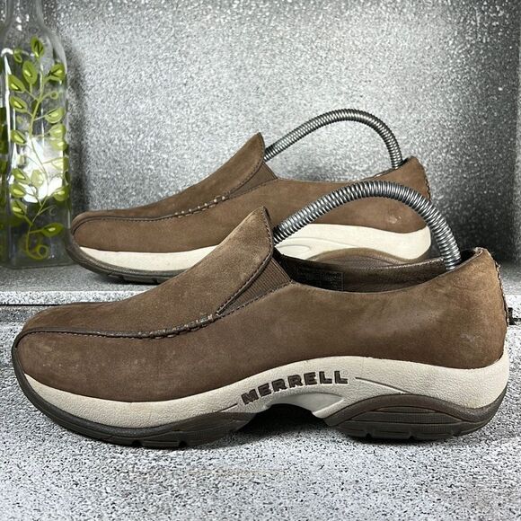 Merrell Primo Seam Moc DK Taupe Shoes Leather Suede Size 9 - Picture 1 of 8